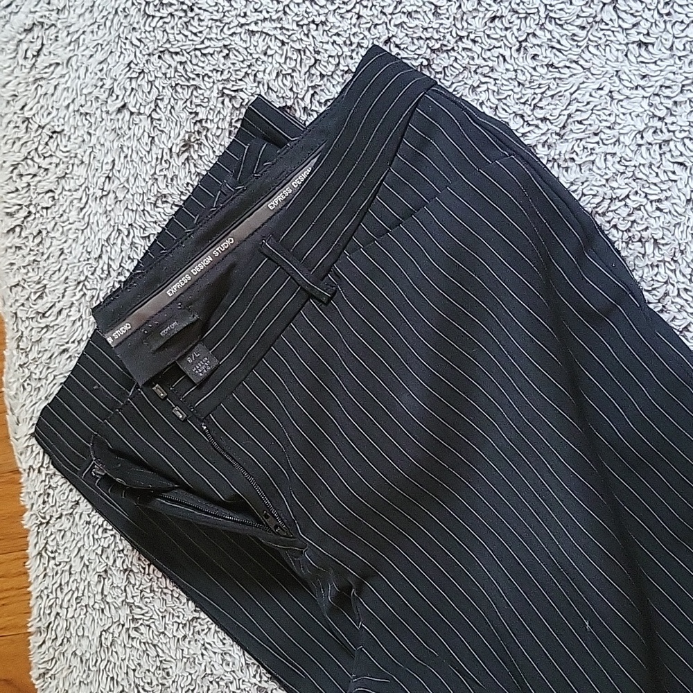 Express pinstripe flare dress 8 L pants